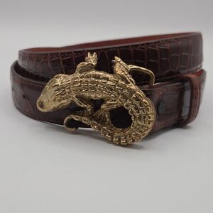 Flemings of Buckhead Geniune Brown AlligatorBelt Gold Alligator Buckle 30/34"
